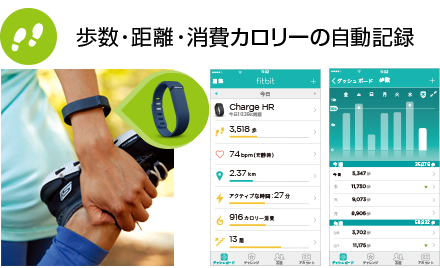 歩数・距離・消費カロリーの自動記録