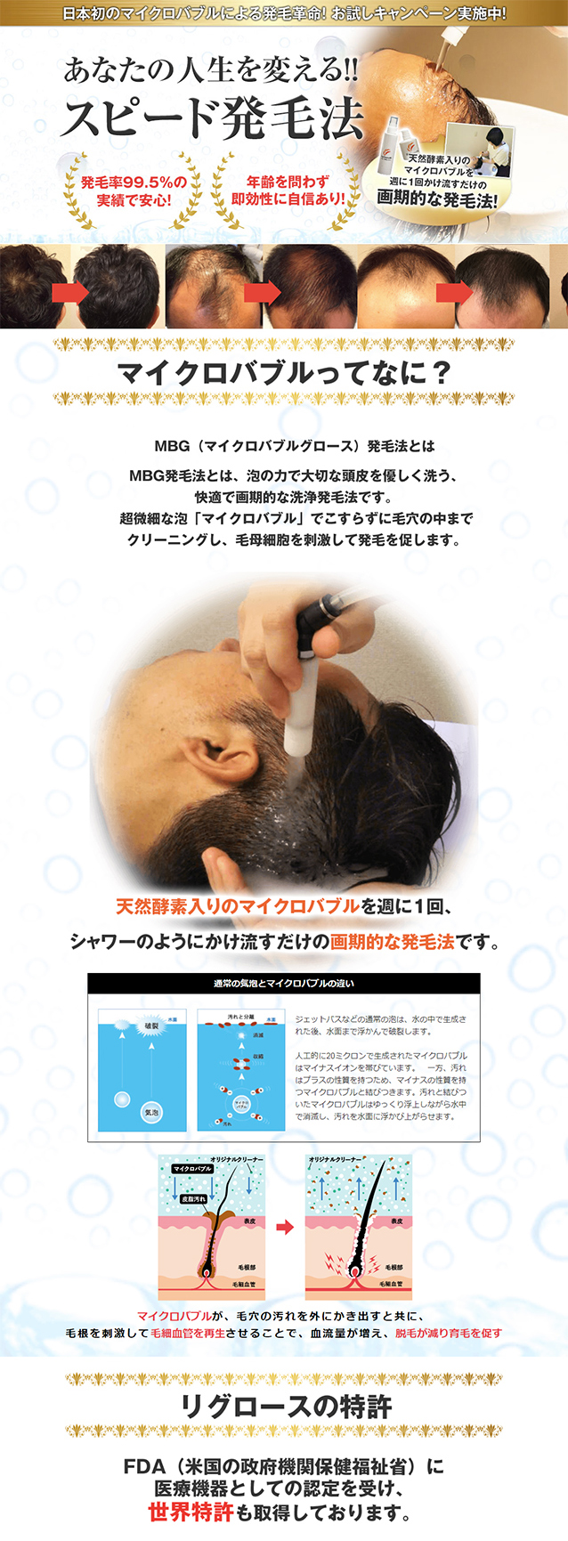 マイクロバブル専門発毛サロン リグロース - 近大生校友会クラブオフ