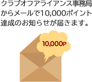 クラブオフアライアンス事務局から10,000P達成のお知らせが届きます